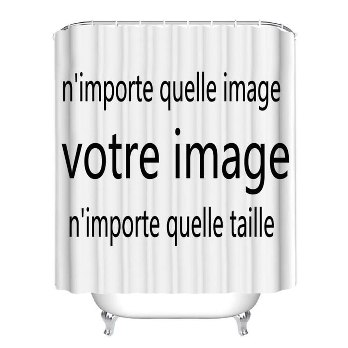 Rideau de douche personnalisée logo imprimé image de luxe anneaux