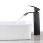 AURALU - AURALUM Auralum Robinet de Salle de Bain Cascade à Levier Unique Noir | Mitigeur de Lavabo Carré Laiton | Haut Mitigeur Vasque à Poser