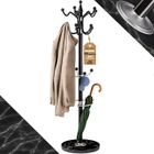 CASARIA® Porte-manteau avec socle Noir en marbre 14 crochets 37x37x175cm portemanteau sur pieds stable tête pivotante