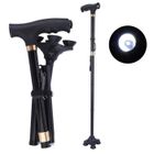 GAROSA Canne de marche pliante avec lumière LED, canne de marche anti-dérapante en alliage d'aluminium réglable avec lampe pour vieil