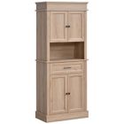 HOMCOM Armoire de cuisine multi-rangements 2 placards 2 portes tiroir niche MDF panneaux particules E1 chêne clair 74x39x183cm Beige