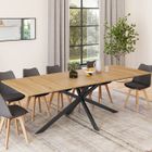 IDMARKET Table à manger extensible rectangle ALIX 8-12 personnes pied araignée bois et noir 200-240 cm