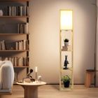 PULUOMIS 1.6M Lampadaire salon sur pied en bois avec 3 étagères et E27 Base, Lampe sur Pied, ampoule non-inclus
