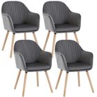 WOLTU Lot de 4 Chaises de Salle à Manger, Chaises de réception en Velours et Bois Massif, Gris Foncé