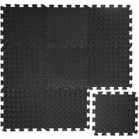 Tapis Puzzle de Fitness en mousse EVA 10mm d'épaisseur - EYEPOWER - Noir - Imperméable et amortissant les chocs