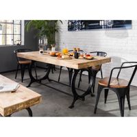 Table à manger 220x100cm - Fer et bois massif recyclé laqué - INDUSTRIAL #29