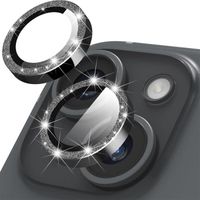 Protection Caméra Verre Trempé pour iPhone 15 et iPhone 15 Plus - Rigide 9H Contour Noir Brillant