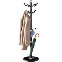 CASARIA® Porte-manteau avec socle Noir en marbre 14 crochets 37x37x175cm portemanteau sur pieds stable tête pivotante