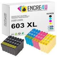603XL ENCRE4U - Lot de 15 cartouches d'encre compatibles avec EPSON 603 XL Etoile de Mer ( 6 Noir + 3 Cyan + 3 Magenta + 3 Jaune )
