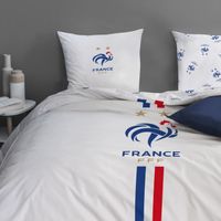 Housse de couette + taie d'oreiller 100% coton Equipe de France FFF Classic - Taille : 240x220 cm