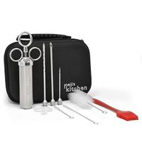 Kit de seringue d'injecteur de viande avec seringue de cuisine de 2 oz, 3 aiguilles, 5 joints toriques, 3 brosses de nettoyage