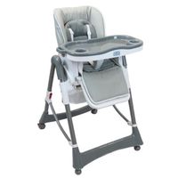 Chaise haute bébé pliable - MONSIEUR BEBE - Réglable hauteur, dossier et tablette - Jusqu'à 18Kg - Gris