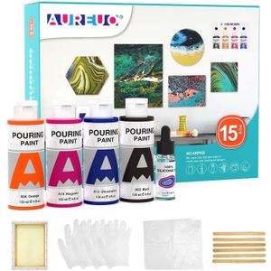 PEINTURE ACRYLIQUE AUREUO Kit de Acrylique Pouring Peinture 4 Couleur