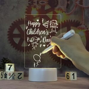 OBJETS LUMINEUX DÉCO  Panneau de notes créatif Led USB, veilleuse de vacances avec stylo, cadeau pour enfants petite amie, lampe de nuit de décoration