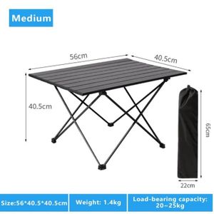 TABLE DE CAMPING Noir médium - Table pliante à réglage rapide en alliage d'aluminium, Table de pique-nique de camping, Table p