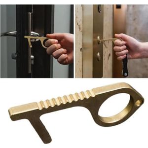 Mcree Lot de 4 ouvreurs de porte sans contact sans contact EDC Ouvre-bouteille sans contact avec un bouton de poussoir sans contact en laiton Type A