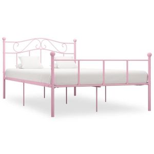 STRUCTURE DE LIT Cadre de lit en métal rose 160 x 200 cm - WER - Bonne qualité