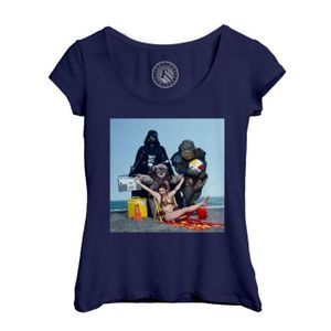 T-SHIRT T-shirt Femme Col Echancré Bleu Carrie Fisher Biki