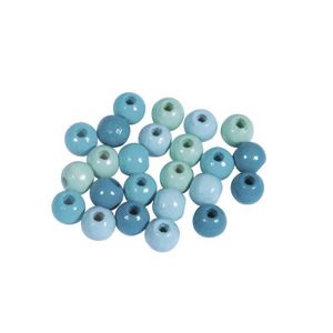 KIT BIJOUX Assort. perles en bois , FSC 100%, 6mm , tons turquoises, polies, 116 pces