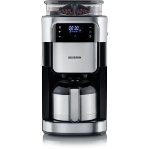 Cafetière filtre avec broyeur intégré - SEVERIN - KA4814 - Machine à café écran tactile - verseuse isotherme 8 tasses - Noir/Inox