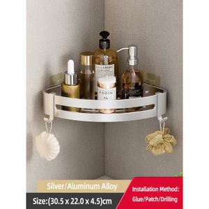 PORTE ACCESSOIRE Support de douche,Silver 1Triangle--étagère salle de bain maquillage organiseurs de rangement alliage'aluminium étagère de douche ac
