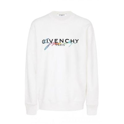 Sweat a logo brode Givenchy Homme Manches longues Blanc Coupe droite Blanc Cdiscount Pret a Porter