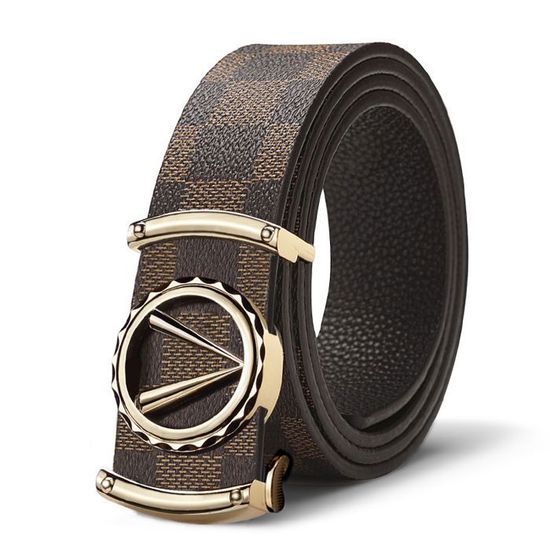 Ceinture Cuir Véritable Marron, Boucle Acier Dorée, Taille 85, Femme, élégante