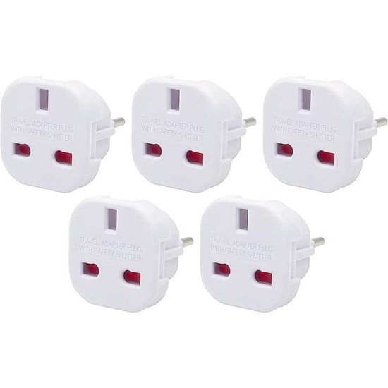 Pack de 50 Adaptateurs Secteur De Voyage UK 3 Broches - Europe 2 Broches (Royaume-Uni - Europe