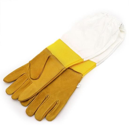 KINGLAKE Gants D'Apiculture Peau De Chèvre Premium – Manches Ventilées Longues, Taille L, Protection Anti-Piqûres Abeilles