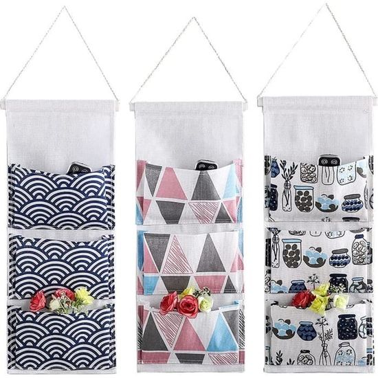 Sac Rangement Mural, 2 Pièce Suspendre Organiseur Poche, Lin