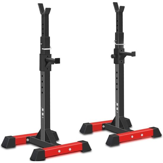 Support Squat Yaheetech – 14 Niveaux, Hauteur 135-190 Cm – Charge Max 300 Kg – Pour Barres Olympiques Et Dips