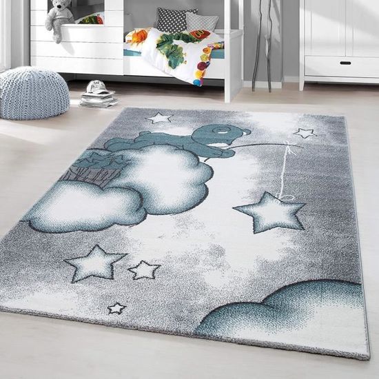 HomebyHome Tapis pour enfant  poils courts Teddy Bear  Tapis pour chambre denfant chambre de bb  Gris blanc chin  Taille  120[18167]