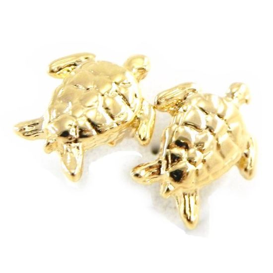 Boucles D'oreille Tortue Marine Plaquées Or - Bijou Français - Livraison 48h - Neuf Avec étiquettes