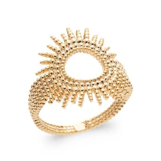 Bague Large Double Anneaux Plaqué Or 18 Carats - Tailles 50 à 60 - Neuf Avec étiquettes Bijouxia