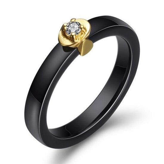 Bague En Céramique Noire Facettée - Taille 54 - Neuf Avec étiquettes