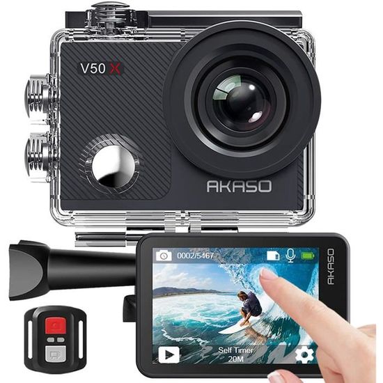 Caméra Sport 4K Etanche WiFi – AKASO Action Caméra Sportive Ultra Full HD Stabilisateur avec Télécommande Écran Tactile 30fps Angle