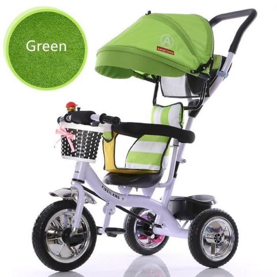 Tricycle 3-en-1 Avec Guidon Poussette - Pour Enfants 9 Mois à 5 Ans, Siège Réglable, Harnais 5 Points, Pliable