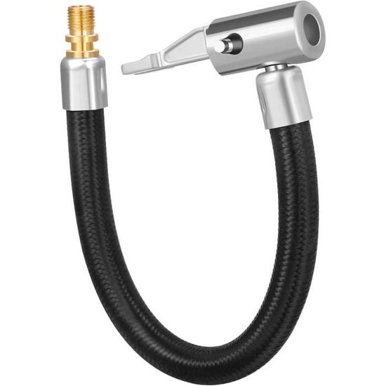 Tuyau De Gonflage Pneus 36,5 Cm - Valve Schrader, Raccord Fileté 5'' - Pour Pompe à Air, Compresseur - Voiture, Moto, Vélo, Ballons - Anneau Caoutchouc étanche - 7