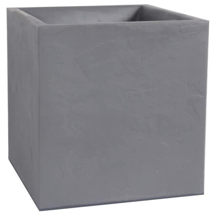 EDA Pot de fleurs Volcania - Carré - 39 x 39 x H 43 cm - 35 L - Galet