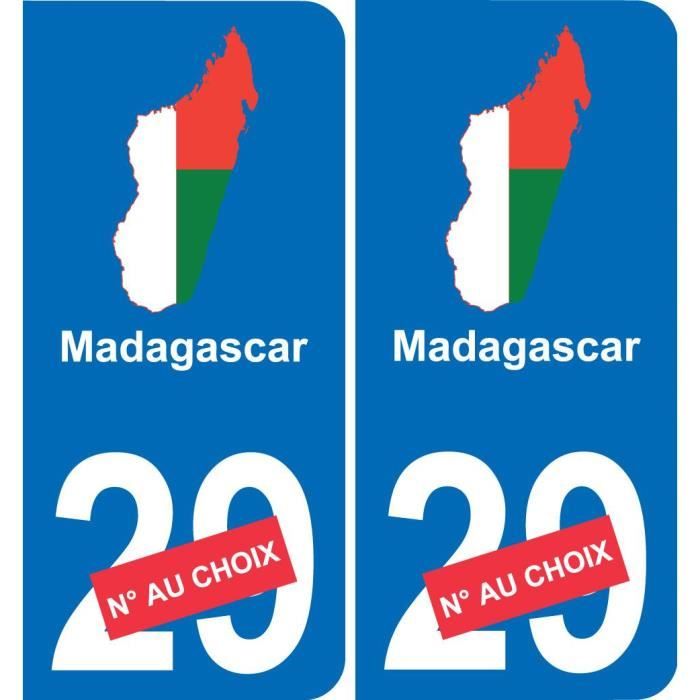 Madagascar carte drapeau autocollant sticker plaque immatriculation auto voiture département (angles: angles arrondis)