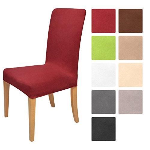 Beautissu Housse Mia pour chaise 45x45cm - Rouge foncé - Elegante moderne - Coton - Bi-Elastique - OEKO-TEX