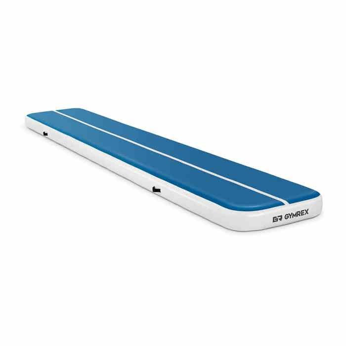 Tapis De Gym Gonflable Matelas De Tumbling Gymrex GR-ATM7 (600 x 100 x 20 cm, 300 kg, 10 PSI - 0,7 bar, PVC, Nylon, ABS, Bleu-Blanc)