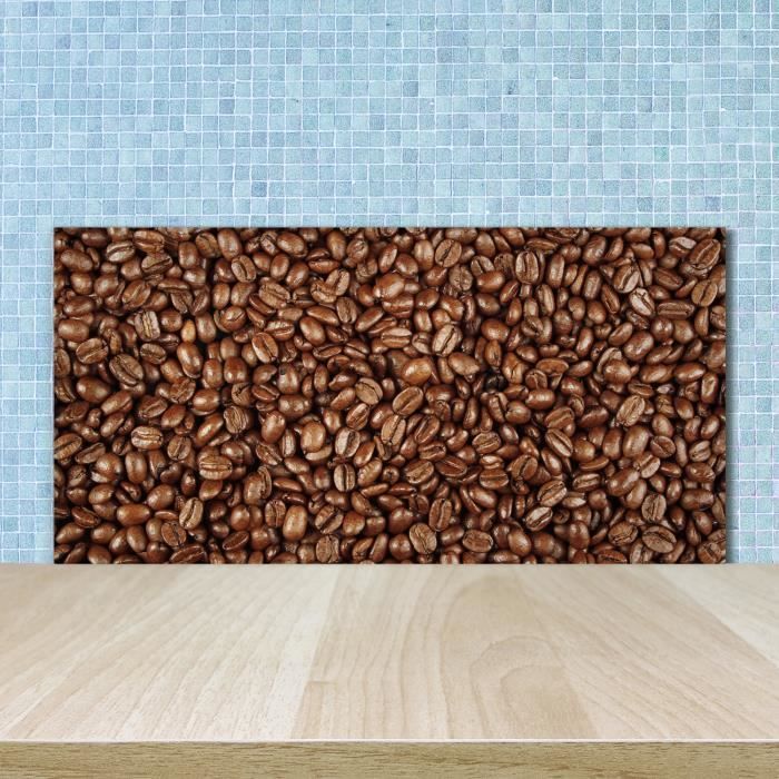 Tulup 100x50cm Crédence de cuisine sur verre sécurité:- Nourriture boissons - Grains De Café - Brun Beige