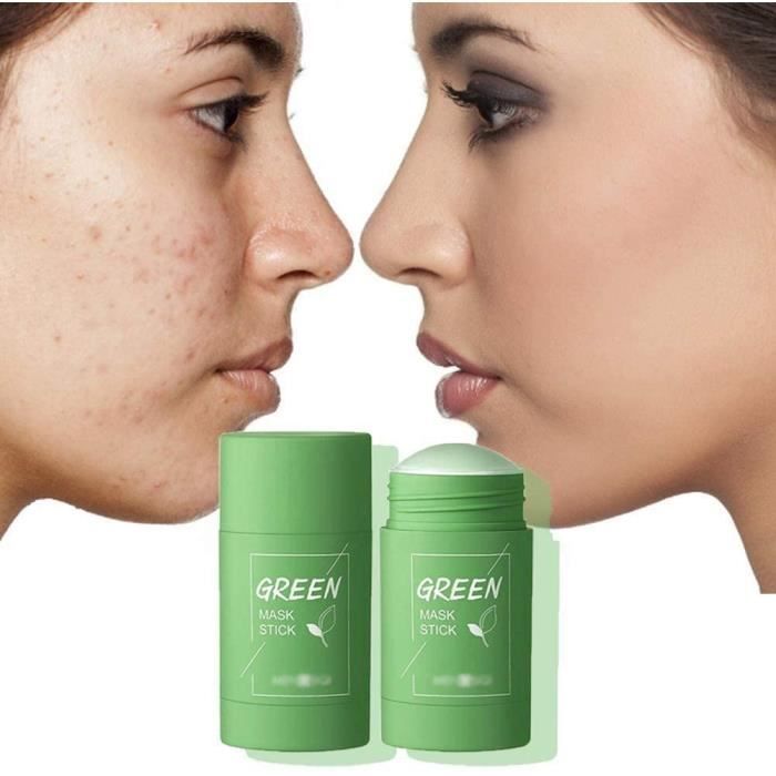 2 pièces Green Tea Purifying Clay Stick Mask, Oil Control Anti-Acne Deep Cleaning Moisturizing Mask