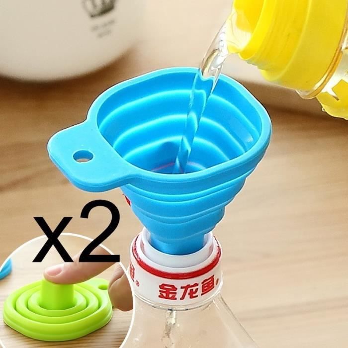 Entonnoir pliable en Silicone 2 pièces-lot - Style pliable, trémie, cozinha outils de cuisine, - Modèle: style2blue - WMCFXGJA00267