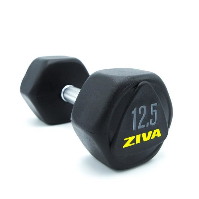 ZIVA - Haltère hexagonale Performance en acier 12,5 kg - Qualité professionnelle - Coloris Noir