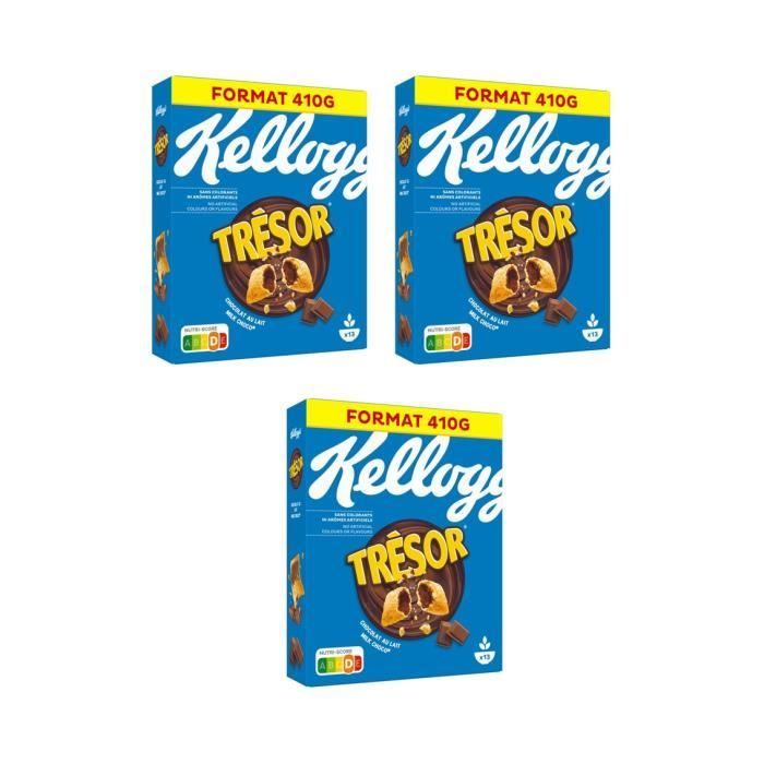 [ Lot de 3 ] Céréales Trésor chocolat au lait Kellog's - 410g
