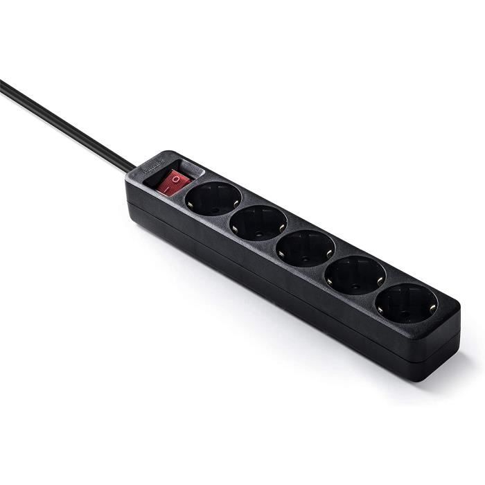 MULTIPRISE Famatel 9-705-N Multiprises 5 interrupteurs Lumineux 1,5 m Jusqu'à 3500 W Protection Enfant Base Prises Multip409