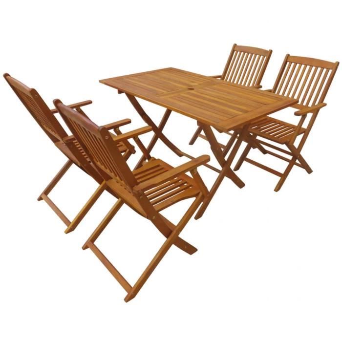 Mobilier à dîner de jardin extérieur pliable 5 pcs Bois d'acacia solide