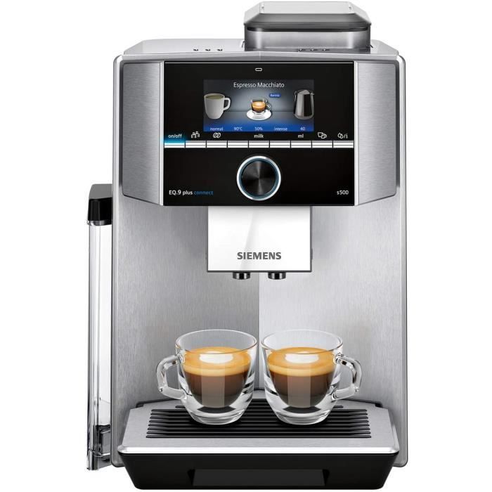 Siemens EQ.9 Plus Connect s500 TI9553X1RW – Machine à café automatique connectée avec écran tactile – Permet de préparer deux tasses